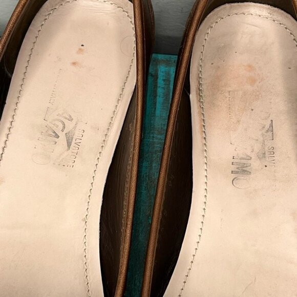 Salvatore Ferragamo Brown Loafers Size 9.5 Neutral Minimalist Business Casual - Picture 5 of 13